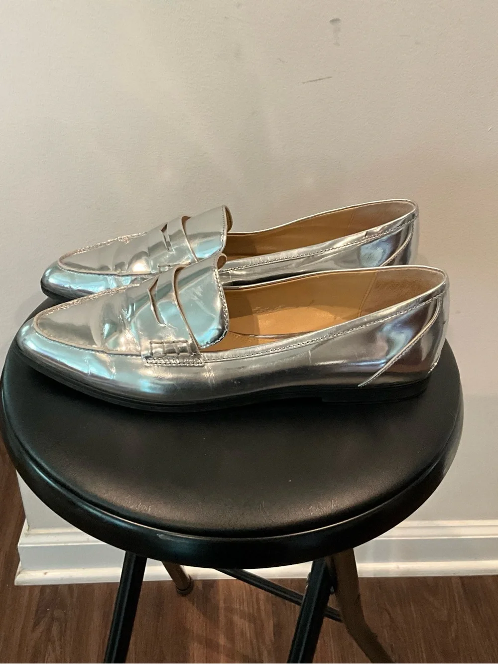 Michael Kors Metallic Silver Penny Loafers